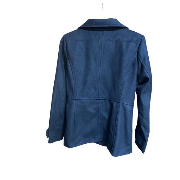Nordstrom THREAD & SUPPLY Pea Coat Jacket Womens Sz L Black Wool Blend Nautical - Picture 5 of 8